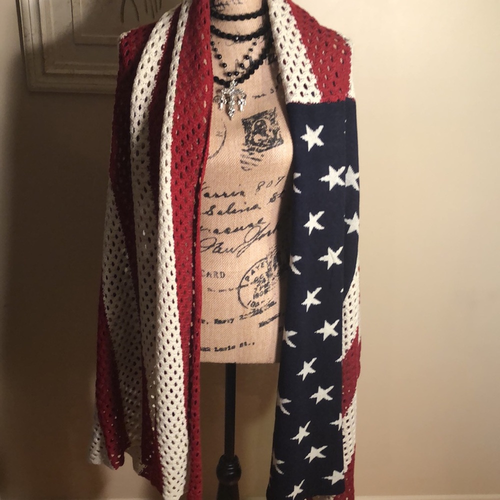 American Flag 🇺🇸 Cozy Wrap Shawl NWOT
